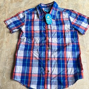 *FINAL* LIGHTNING BUG BLUE PLAID BUTTON DOWN SHIRT: NEW WITH TAGS: SIZE 6